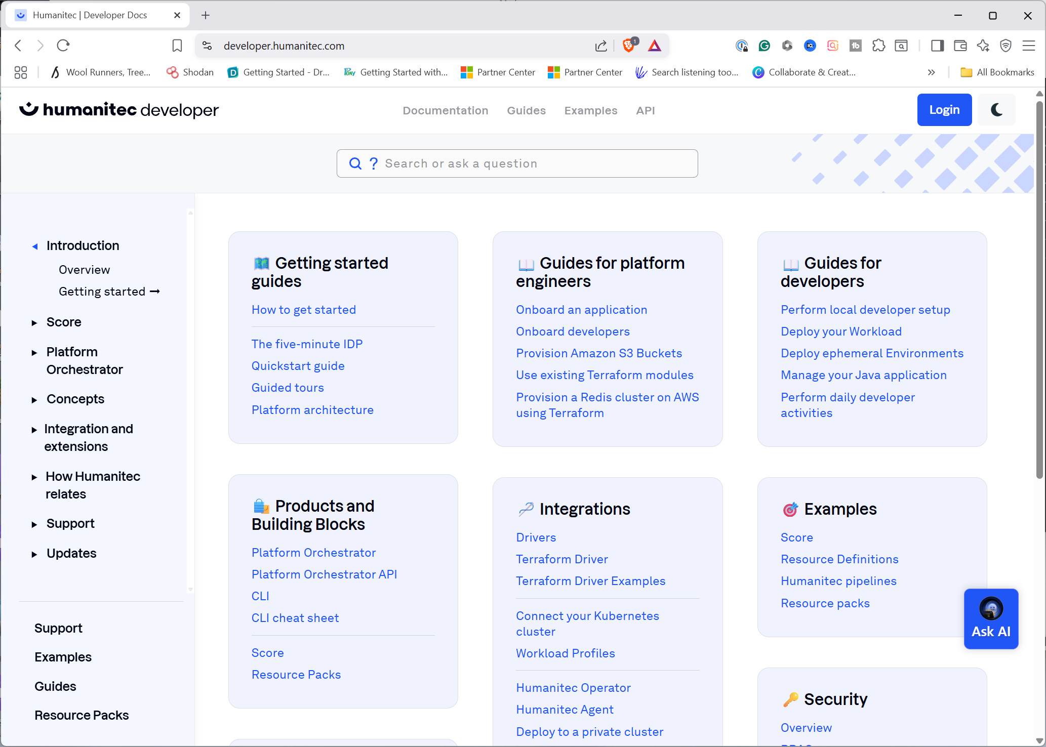 Screenshot of the new humanitec developers site