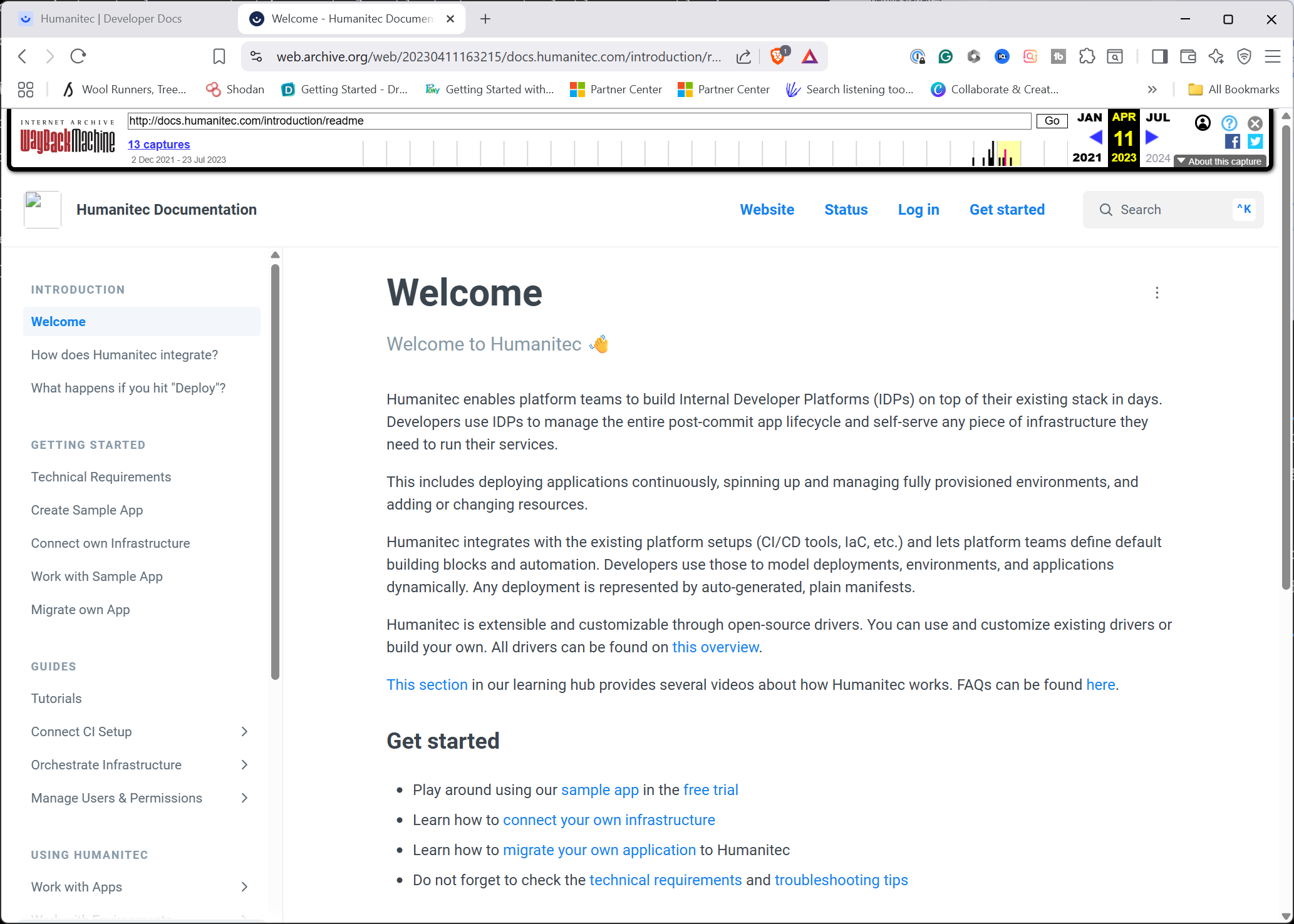 Screenshot of the old humanitec docs site