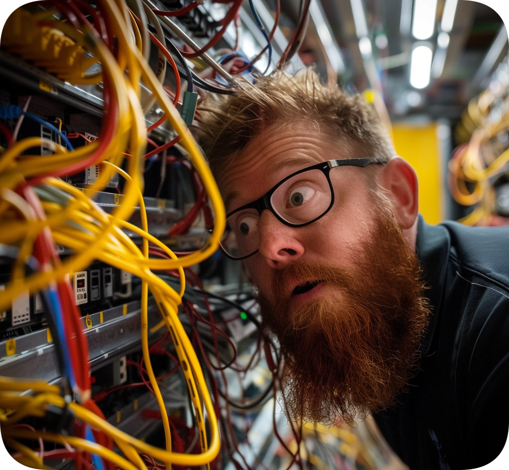 a picture of a confused network engineer in a POP