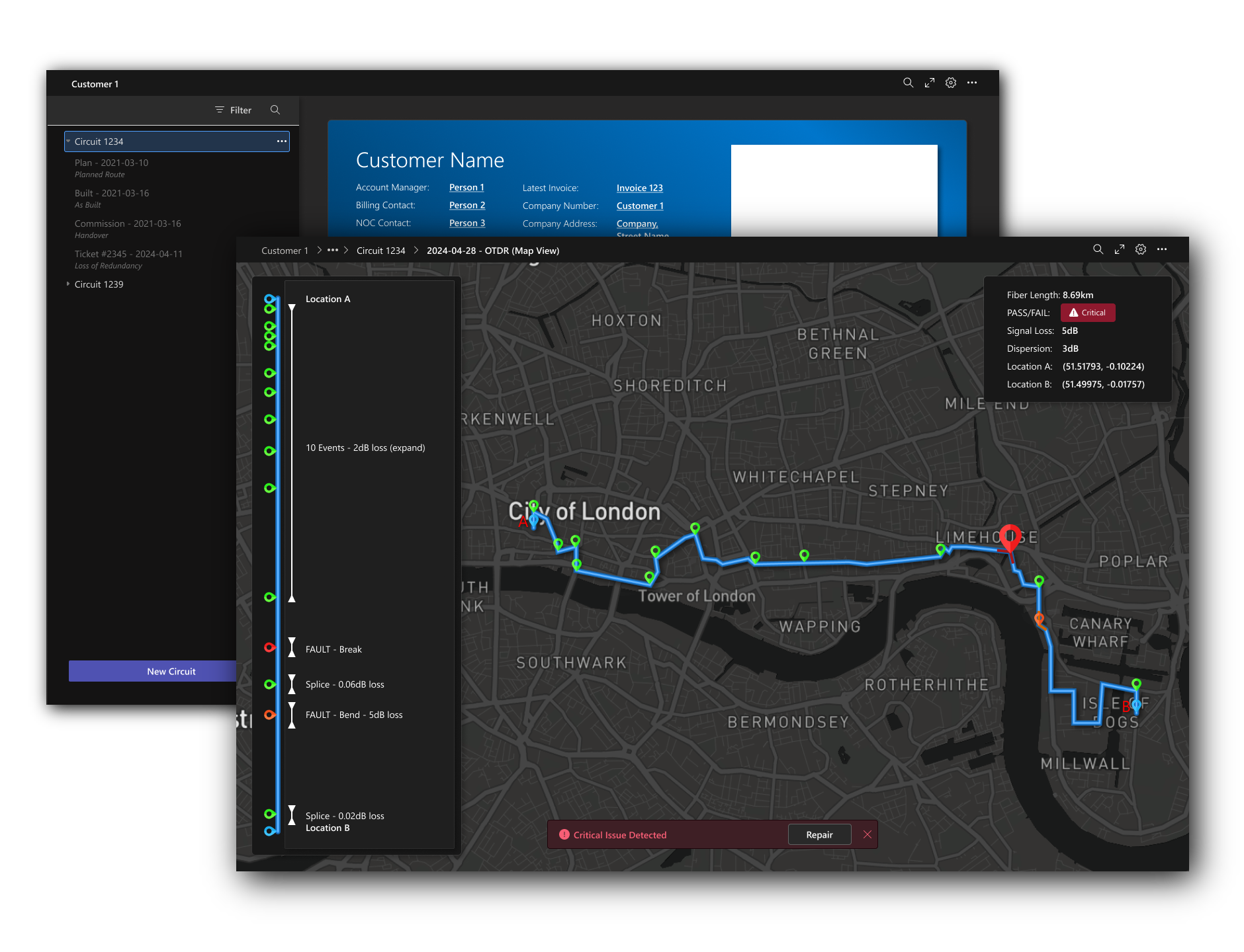 Screenshots of the Lambdanetix interface